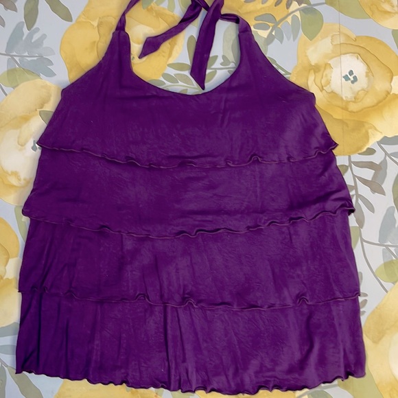 A.N.A Purple Tiered Halter Top Party Top | Small - Picture 4 of 7